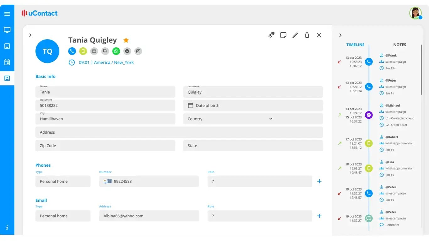 Personaliza cada conversación uContact dashboard