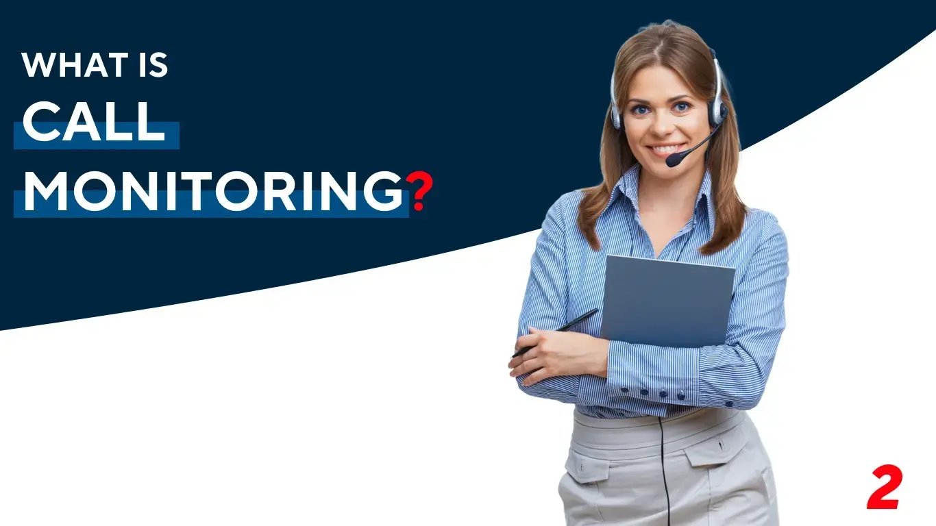 Business banner asking ‘What is call monitoring?’ with a customer service representative